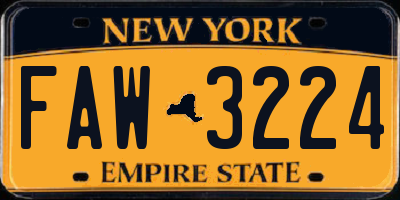 NY license plate FAW3224