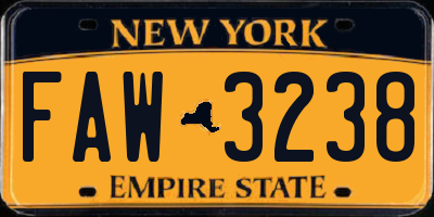 NY license plate FAW3238