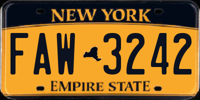 NY license plate FAW3242