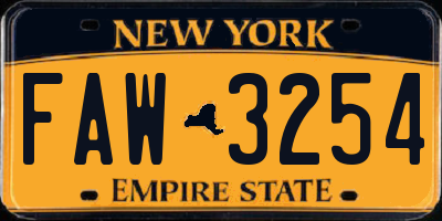 NY license plate FAW3254