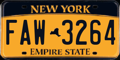 NY license plate FAW3264