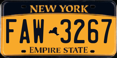 NY license plate FAW3267