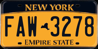NY license plate FAW3278