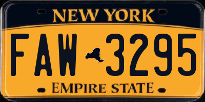 NY license plate FAW3295