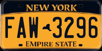 NY license plate FAW3296
