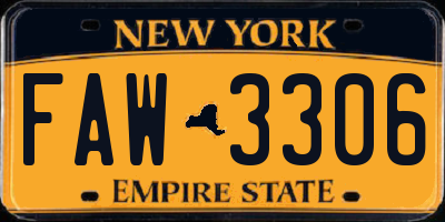 NY license plate FAW3306