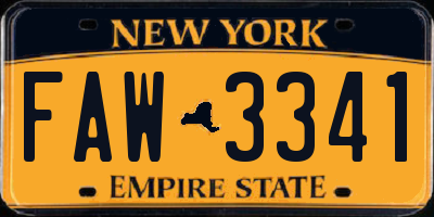 NY license plate FAW3341