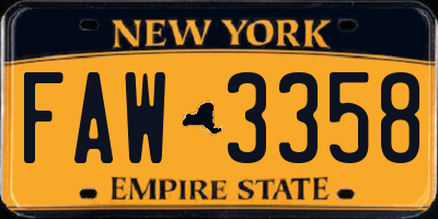 NY license plate FAW3358
