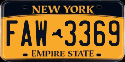 NY license plate FAW3369