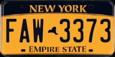 NY license plate FAW3373
