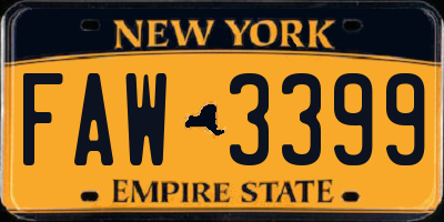 NY license plate FAW3399