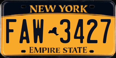 NY license plate FAW3427