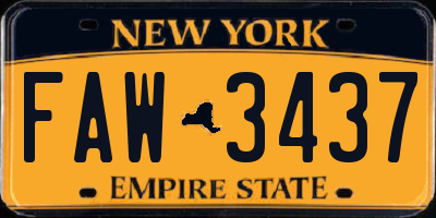 NY license plate FAW3437