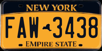 NY license plate FAW3438