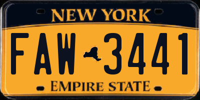 NY license plate FAW3441