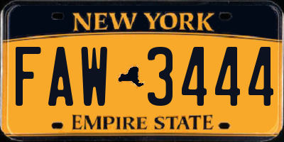 NY license plate FAW3444
