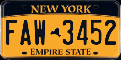 NY license plate FAW3452