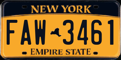 NY license plate FAW3461