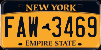 NY license plate FAW3469