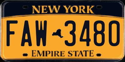 NY license plate FAW3480