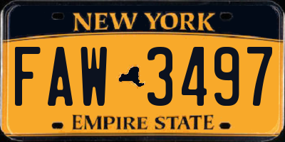 NY license plate FAW3497
