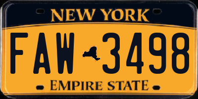 NY license plate FAW3498