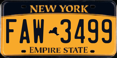 NY license plate FAW3499