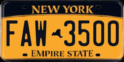 NY license plate FAW3500