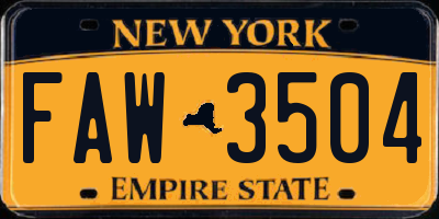 NY license plate FAW3504