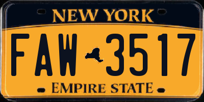 NY license plate FAW3517