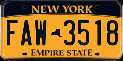 NY license plate FAW3518