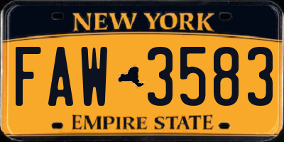NY license plate FAW3583