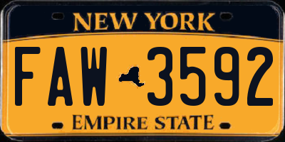 NY license plate FAW3592
