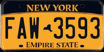 NY license plate FAW3593