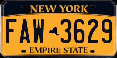 NY license plate FAW3629