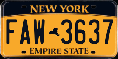 NY license plate FAW3637