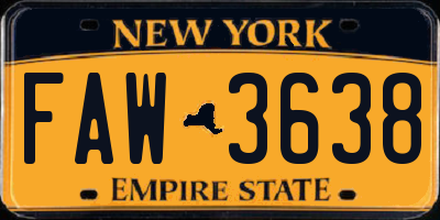 NY license plate FAW3638