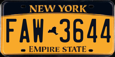 NY license plate FAW3644