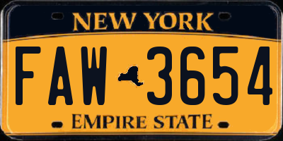 NY license plate FAW3654