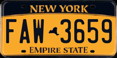NY license plate FAW3659