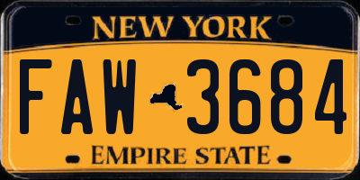 NY license plate FAW3684