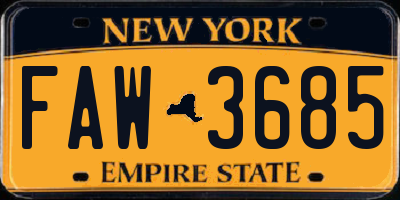 NY license plate FAW3685