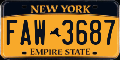 NY license plate FAW3687