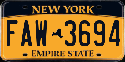 NY license plate FAW3694