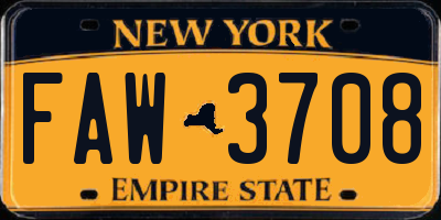 NY license plate FAW3708