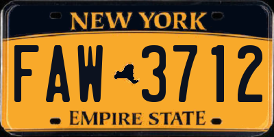 NY license plate FAW3712