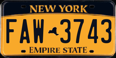 NY license plate FAW3743