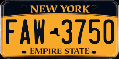 NY license plate FAW3750