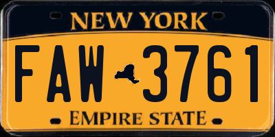 NY license plate FAW3761