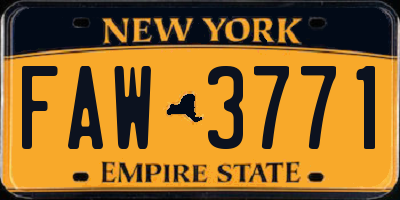 NY license plate FAW3771
